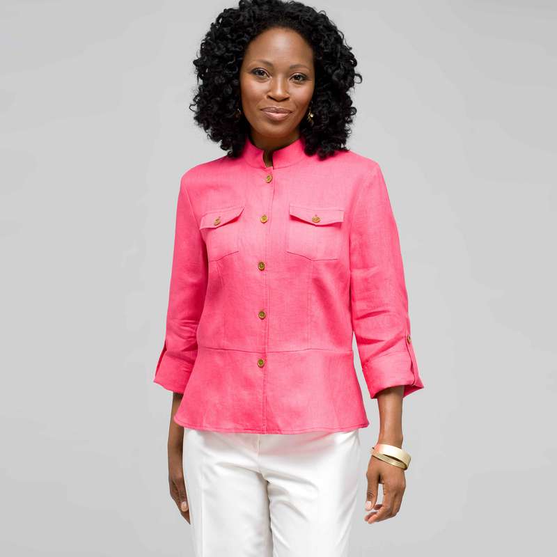 Button Front Shirt, Hot Pink, large image number 0